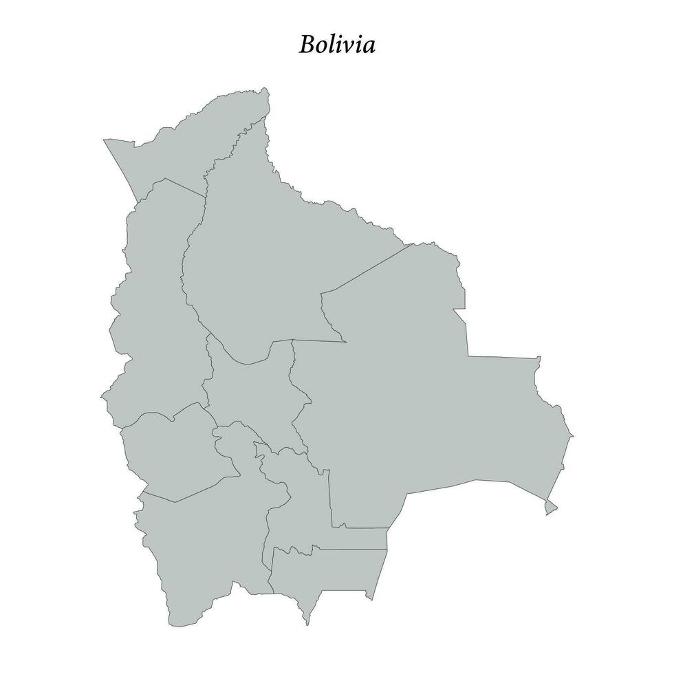 Simple flat Map of Bolivia with borders vector