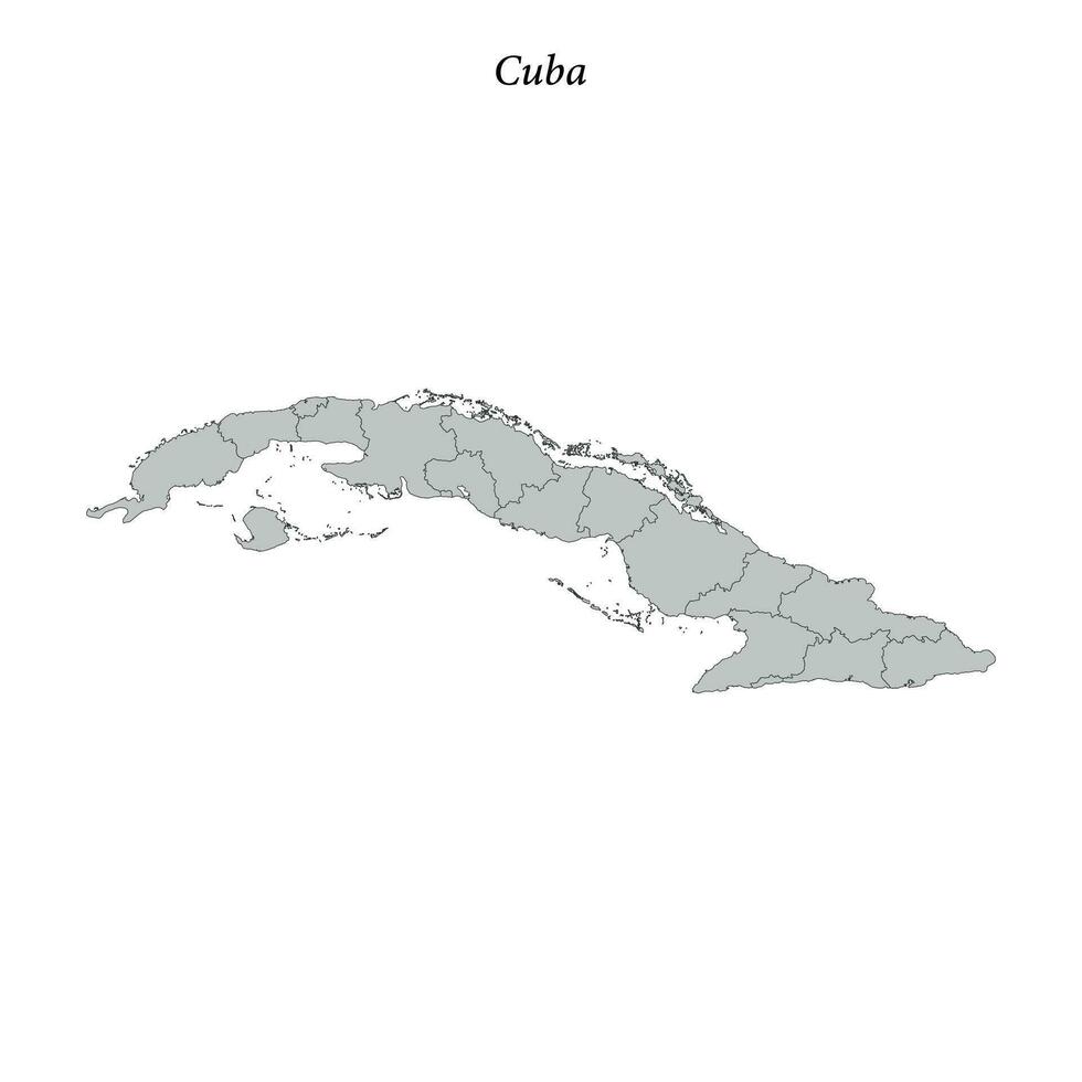 sencillo plano mapa de Cuba con fronteras vector