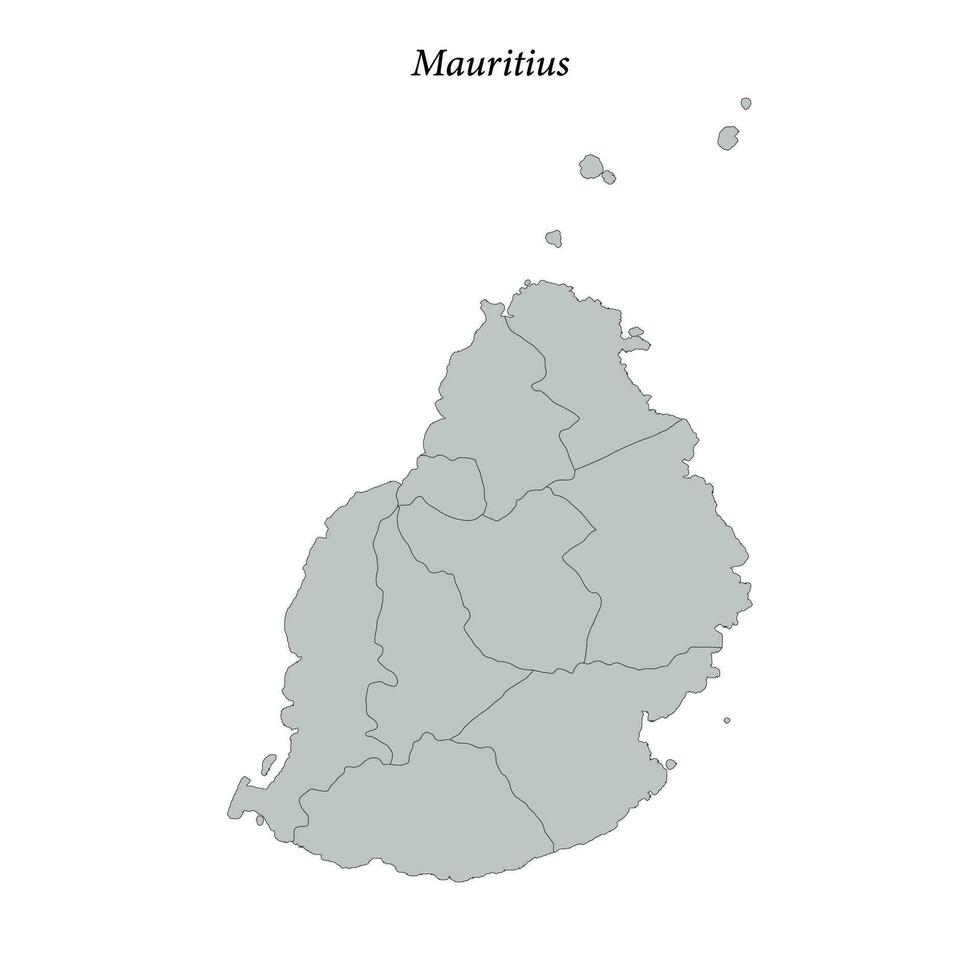 Simple flat Map of Mauritius with borders vector