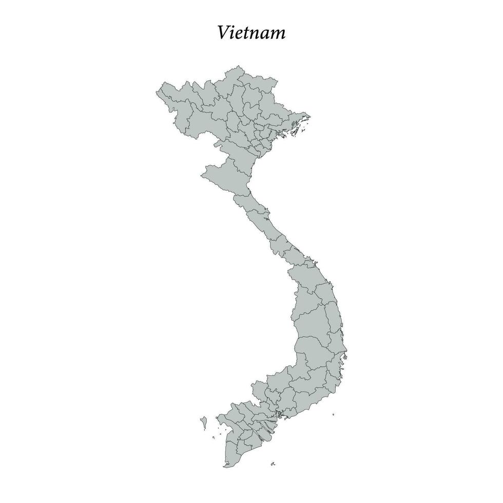 Simple flat Map of Vietnam with borders vector