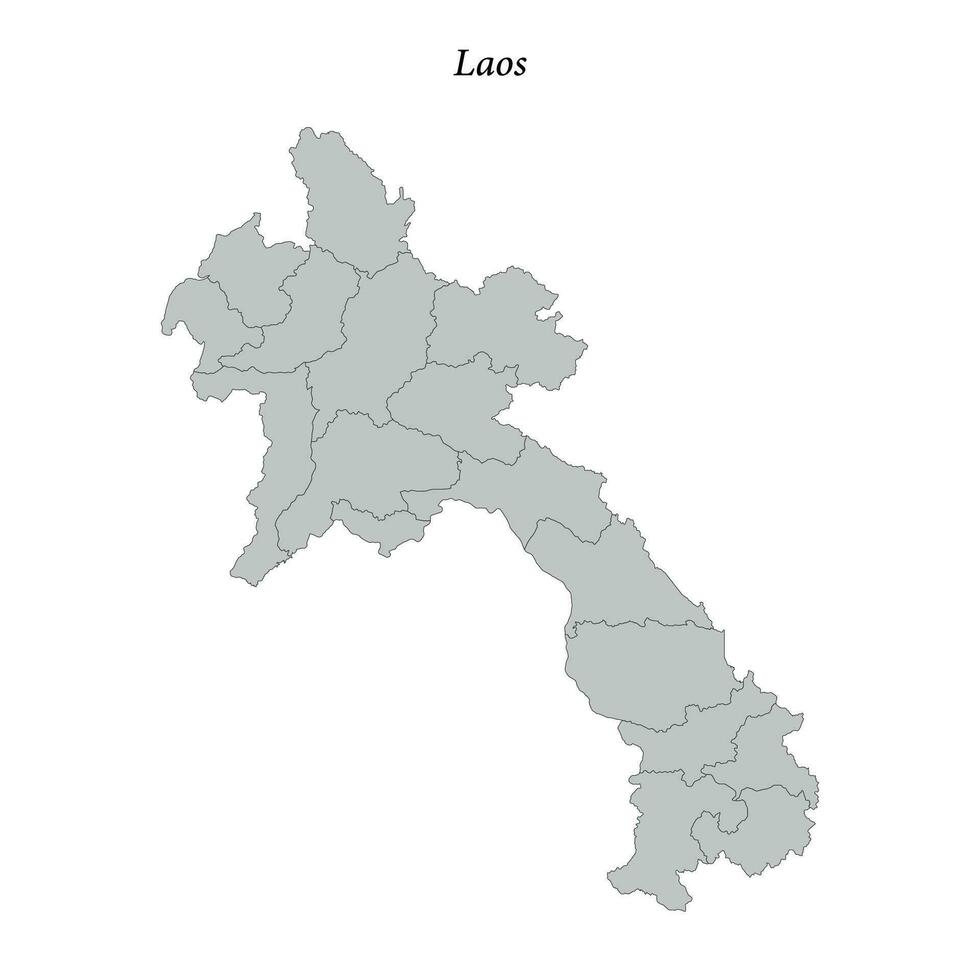 Simple flat Map of Laos with borders vector