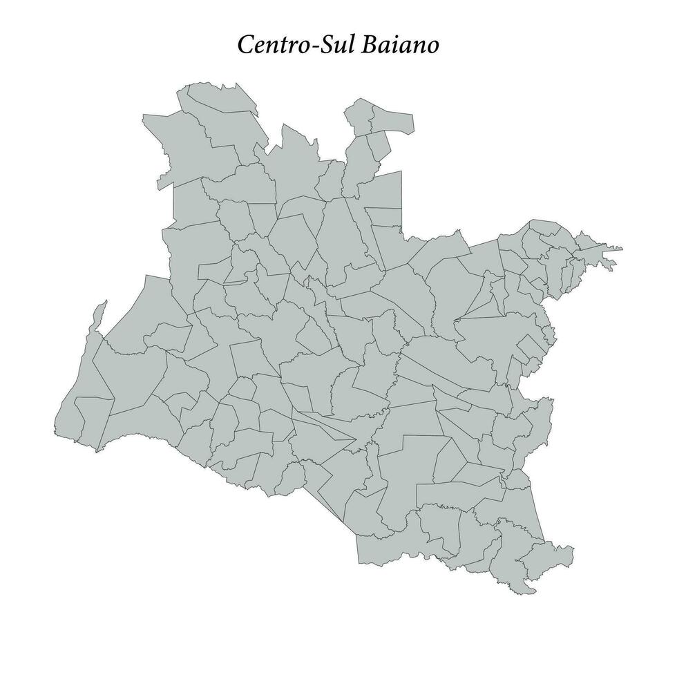 mapa de centro-sur baiano es un mesorregión en bahia con fronteras municipios vector