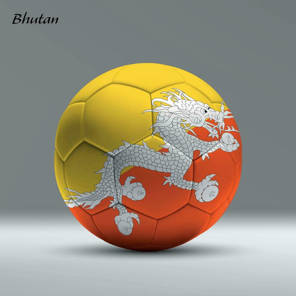 3d realistic soccer ball iwith flag of Bhutan on studio background vector