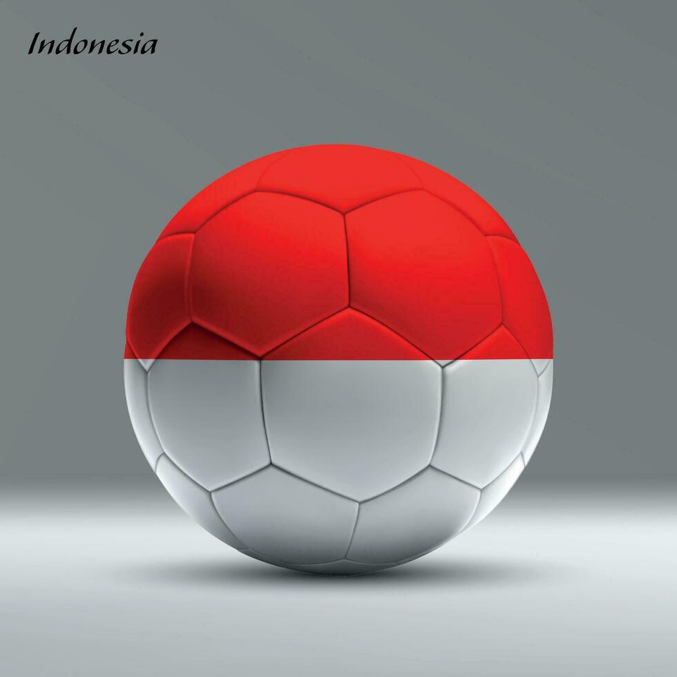 3d realista fútbol pelota yo con bandera de Indonesia en estudio antecedentes vector