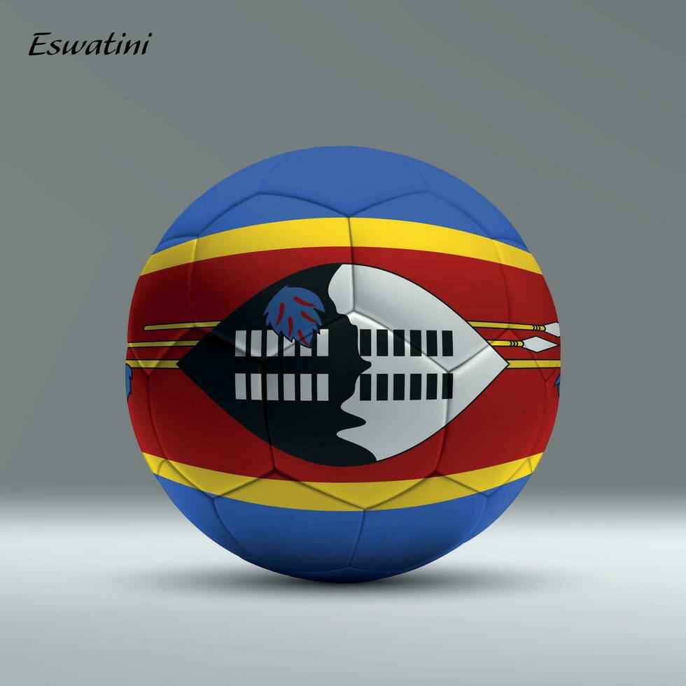 3d realista fútbol pelota yo con bandera de eswatini en estudio antecedentes vector