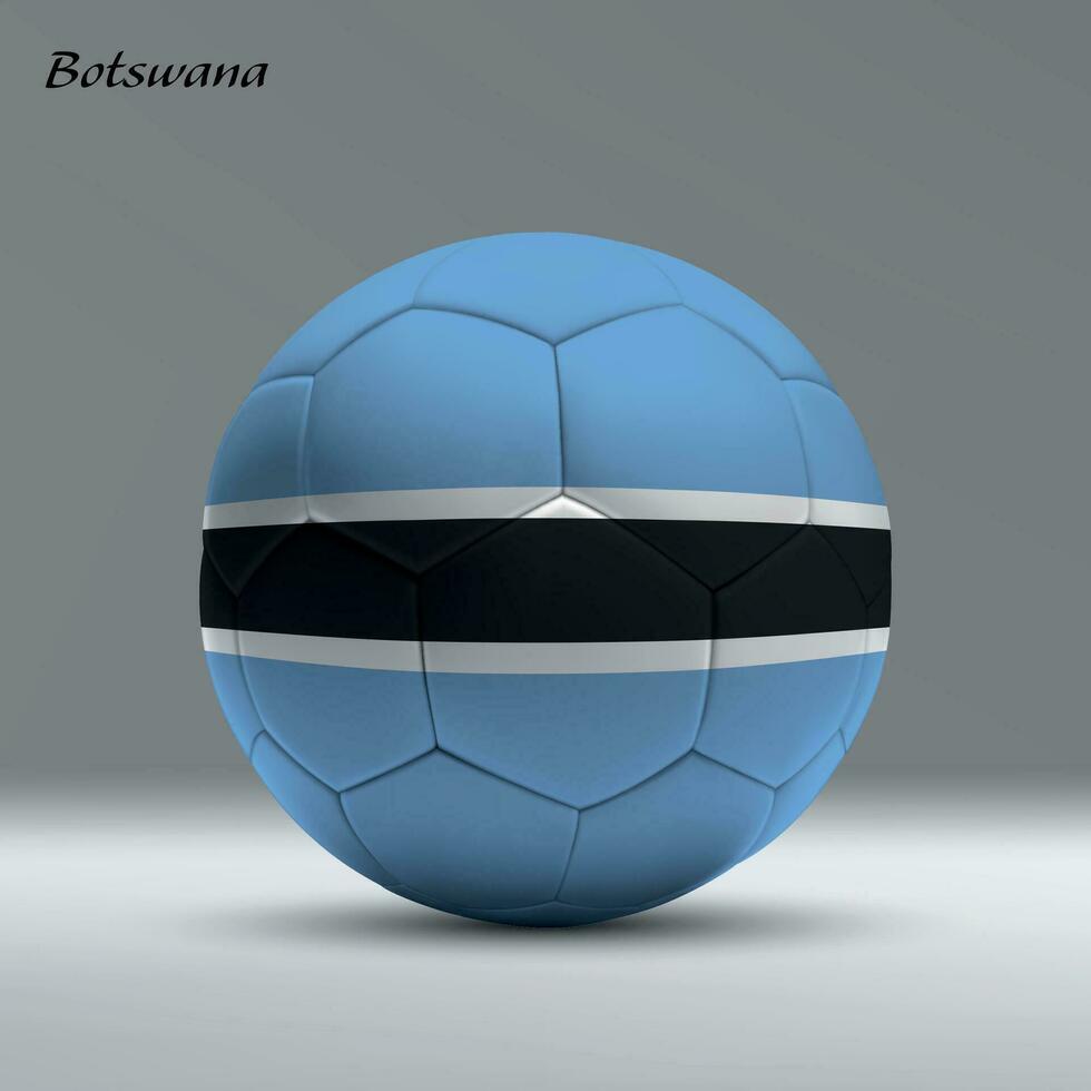 3d realista fútbol pelota yo con bandera de Botswana en estudio antecedentes vector