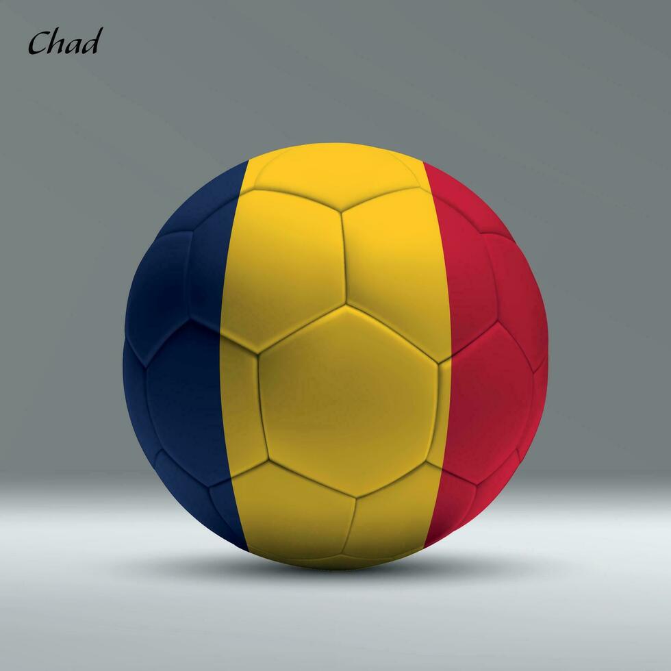 3d realistic soccer ball iwith flag of Chad on studio background vector