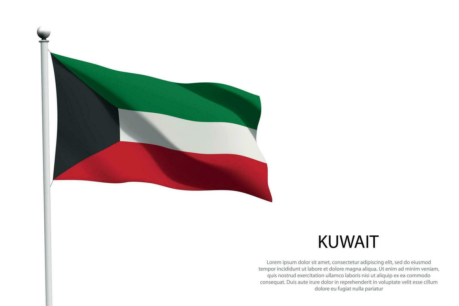 national flag Kuwait waving on white background vector