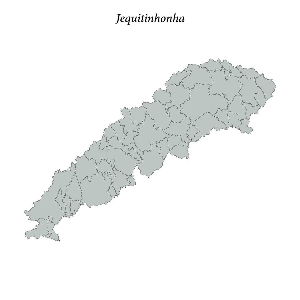map of Jequitinhonha is a mesoregion in Minas Gerais with borders municipalities vector