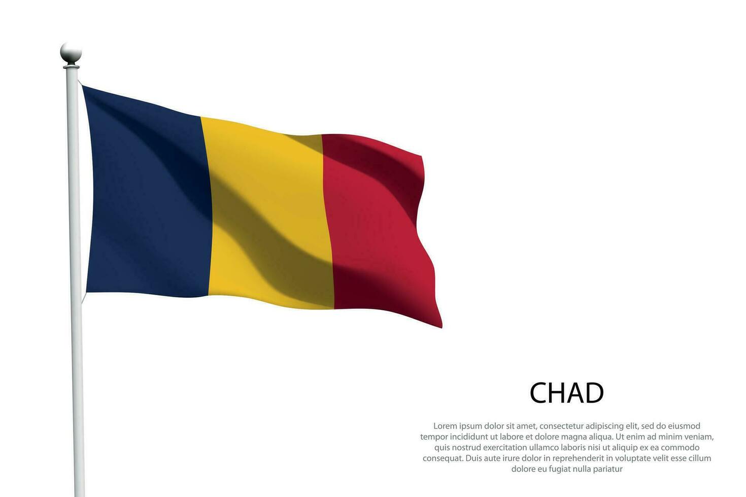 nacional bandera Chad ondulación en blanco antecedentes vector