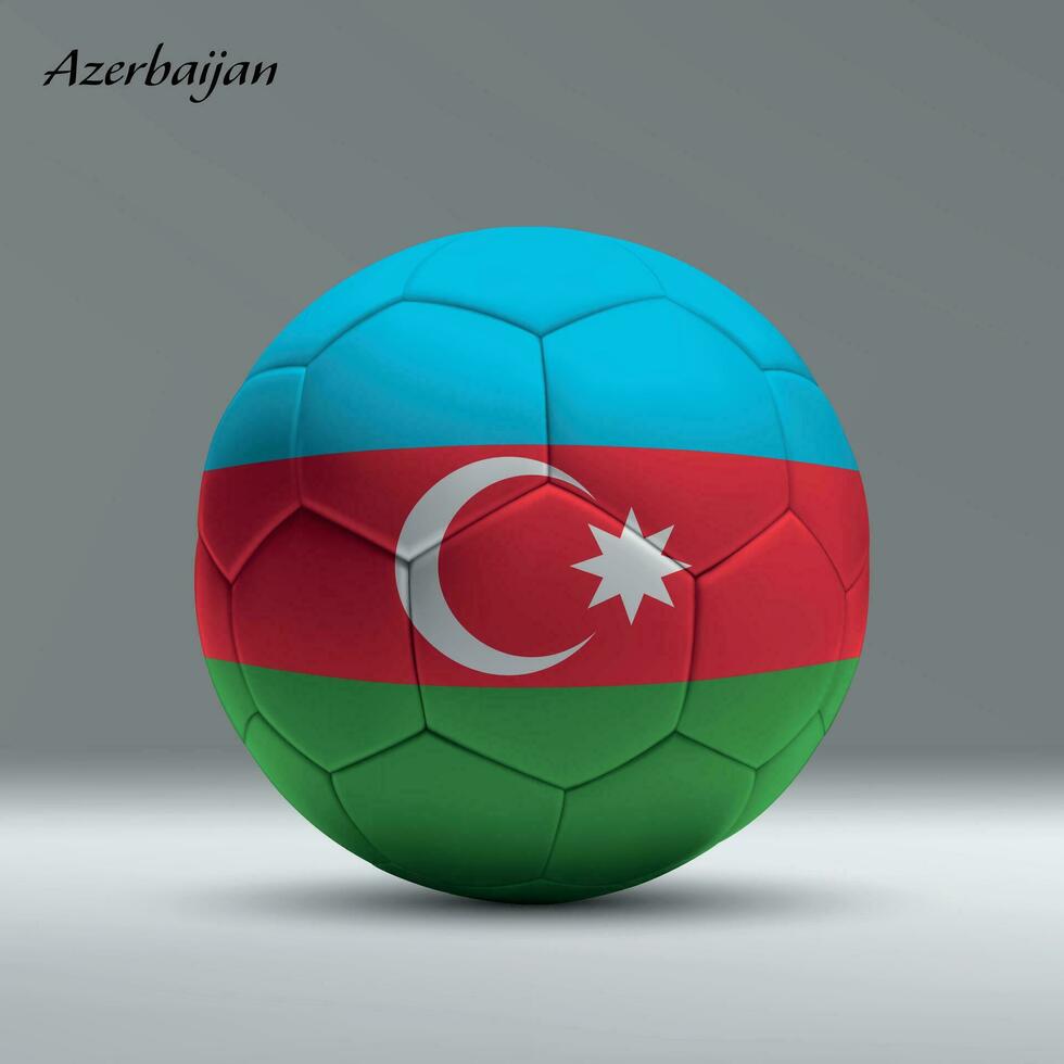 3d realista fútbol pelota yo con bandera de azerbaiyán en estudio antecedentes vector