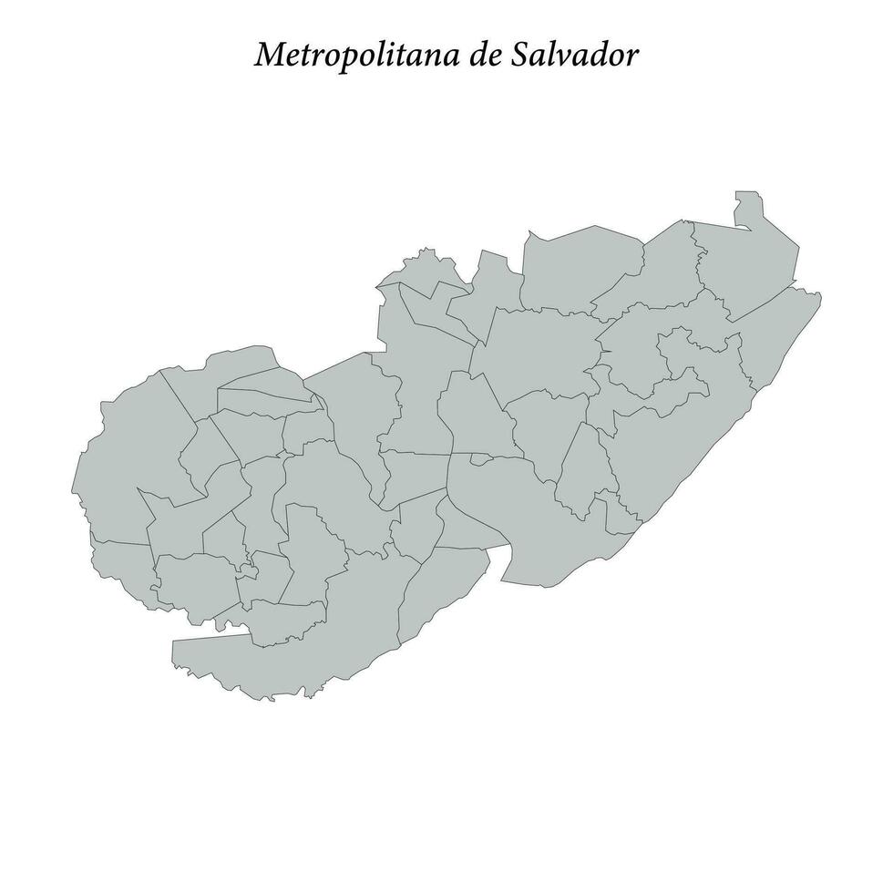 map of Metropolitana de Salvador is a mesoregion in Bahia with borders municipalities vector
