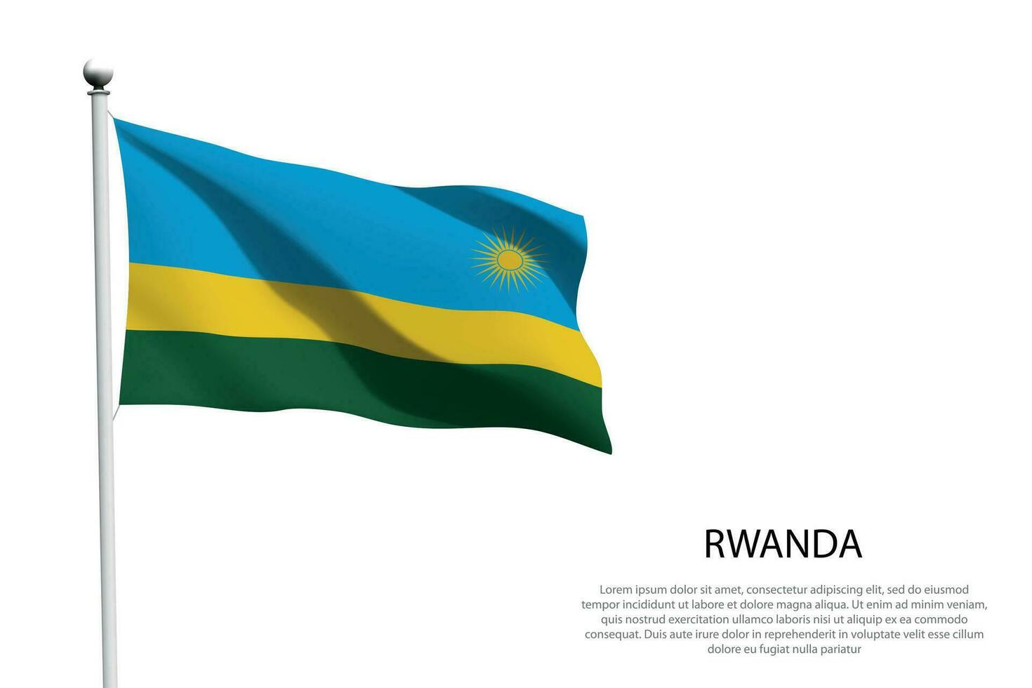 National flag Rwanda waving on white background vector