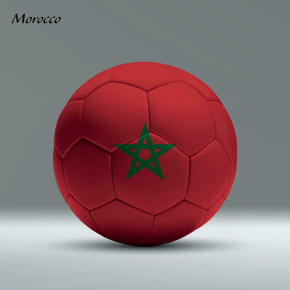 3d realistic soccer ball iwith flag of Morocco on studio background vector