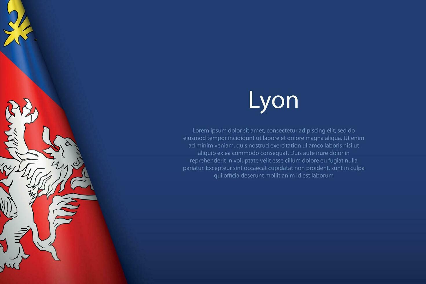 3d flag of Lyon, is a city of France vector