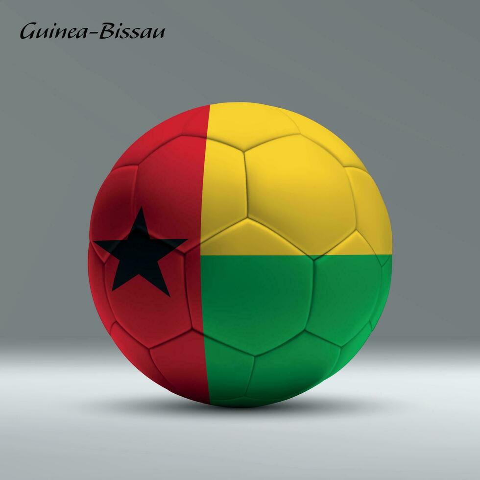 3d realistic soccer ball iwith flag of Guinea-Bissau on studio background vector