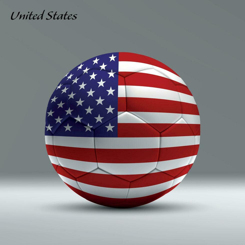 3d realistic soccer ball iwith flag of United States on studio background vector