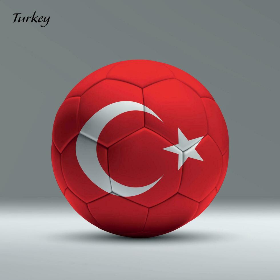 3d realistic soccer ball iwith flag of Turkey on studio background vector
