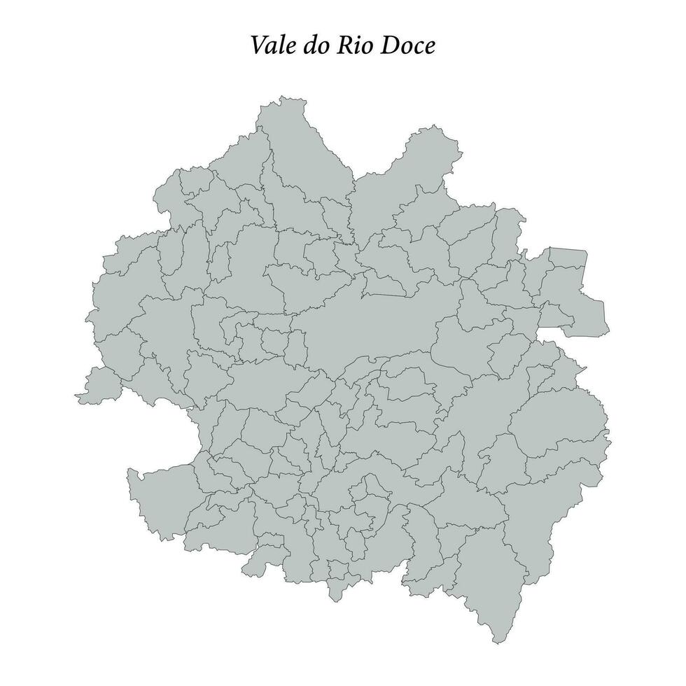 mapa de valle hacer rio doce es un mesorregión en minas gerais con fronteras municipios vector