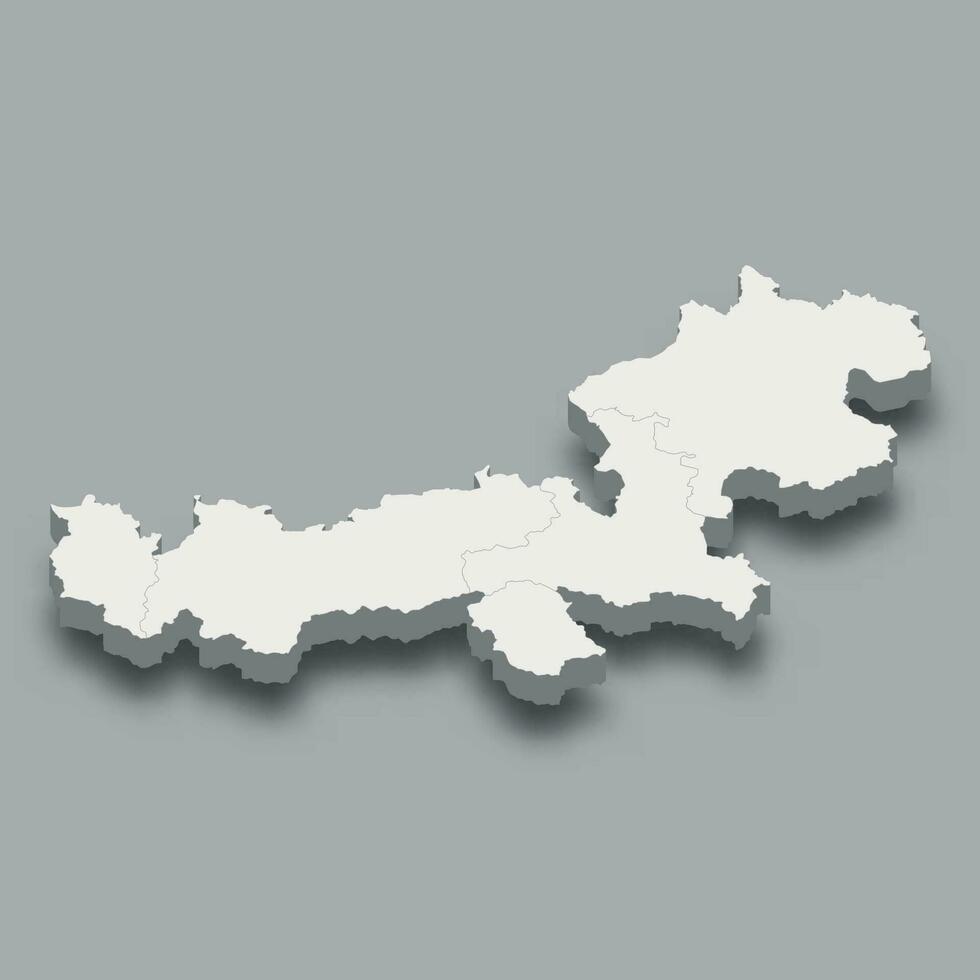 3d isometric map West Region of Austria vector