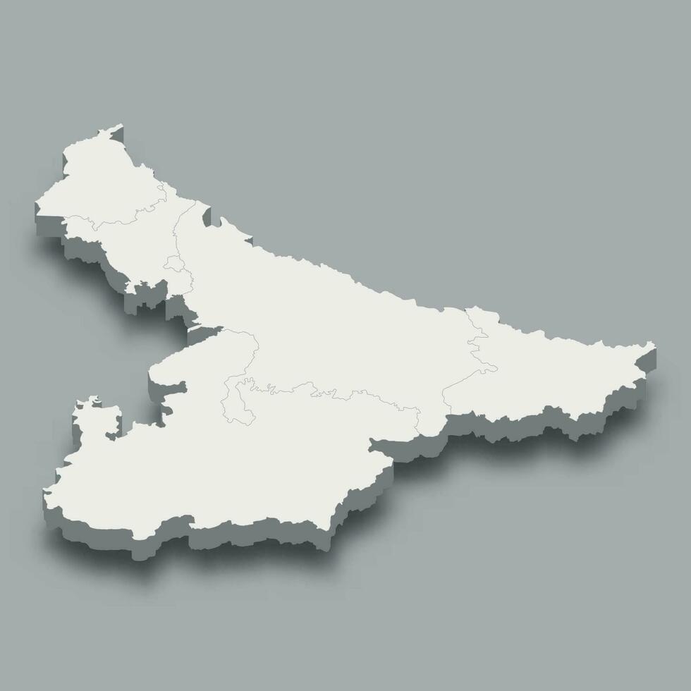 3d isométrica mapa el llanuras región de India vector