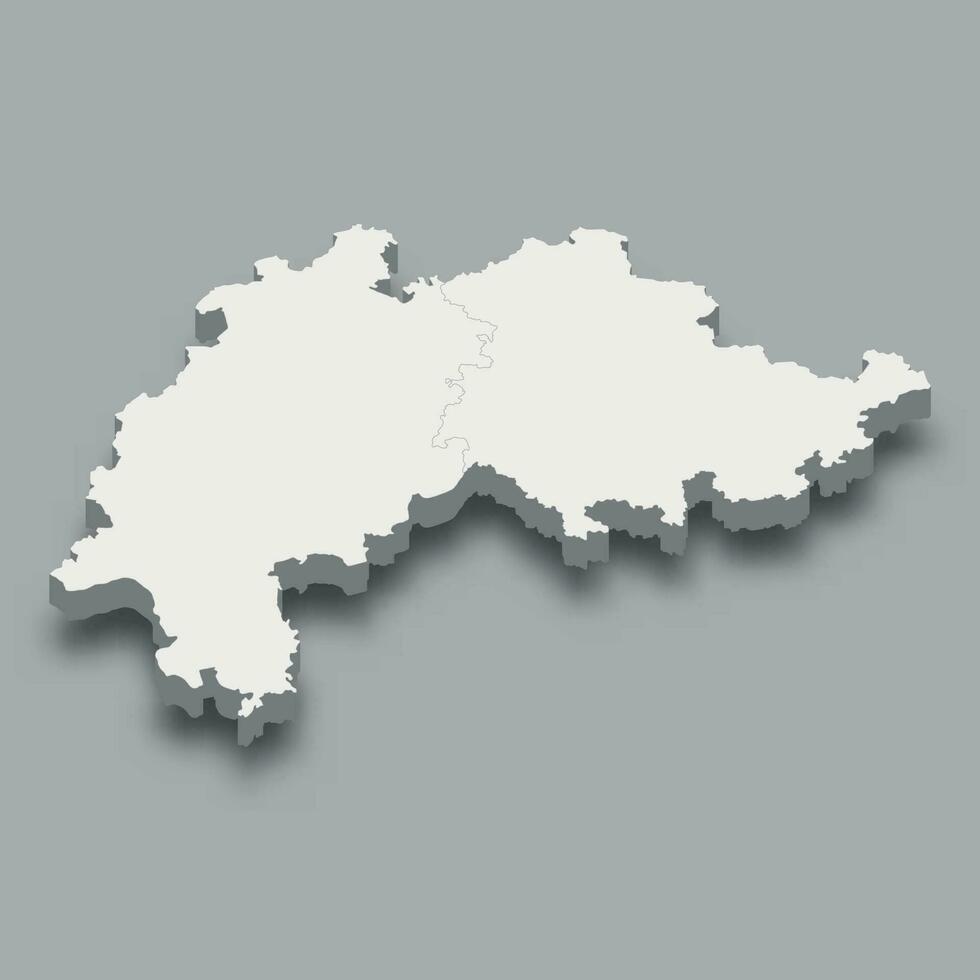 3d isometric map Central Region of Germany vector