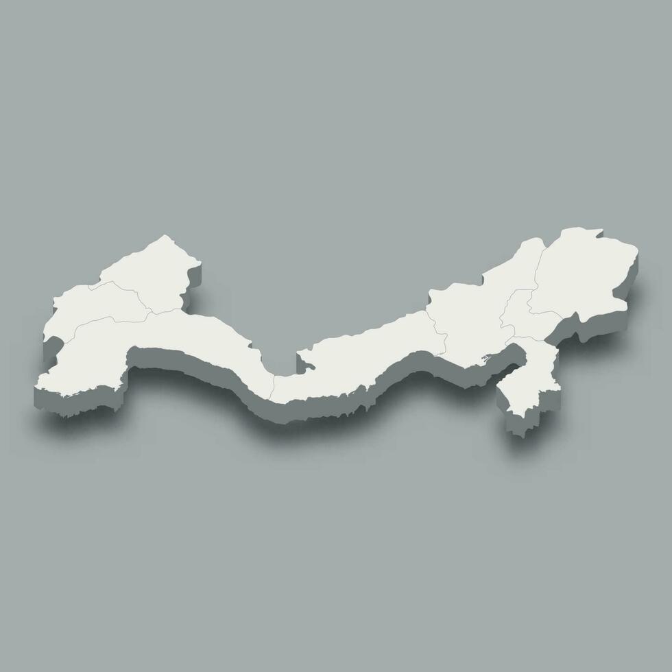 3d isométrica mapa Mediterráneo región de Turquía vector