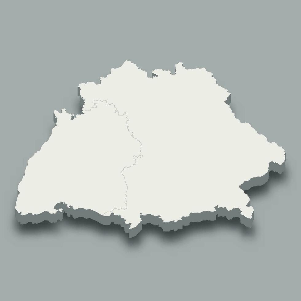 3d isometric map Southern Region of Germany vector