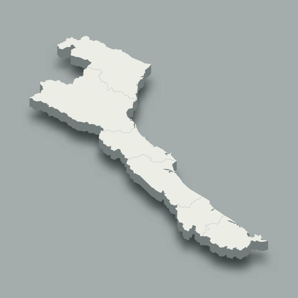 3d isometric map North Central Coast Region of Vietnam, vector