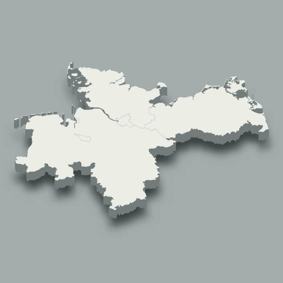 3d isometric map Northern Region of Germany vector
