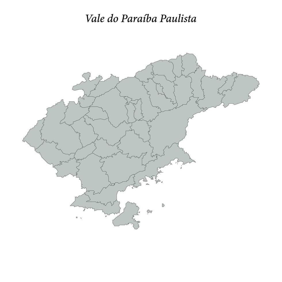 mapa de valle hacer paraiba paulista es un mesorregión en sao paulo con fronteras municipios vector