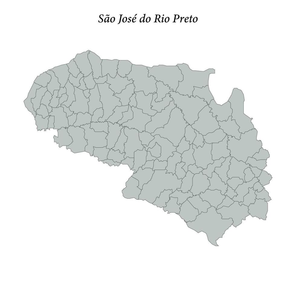 map of Sao Jose do Rio Preto is a mesoregion in Sao Paulo with borders municipalities vector