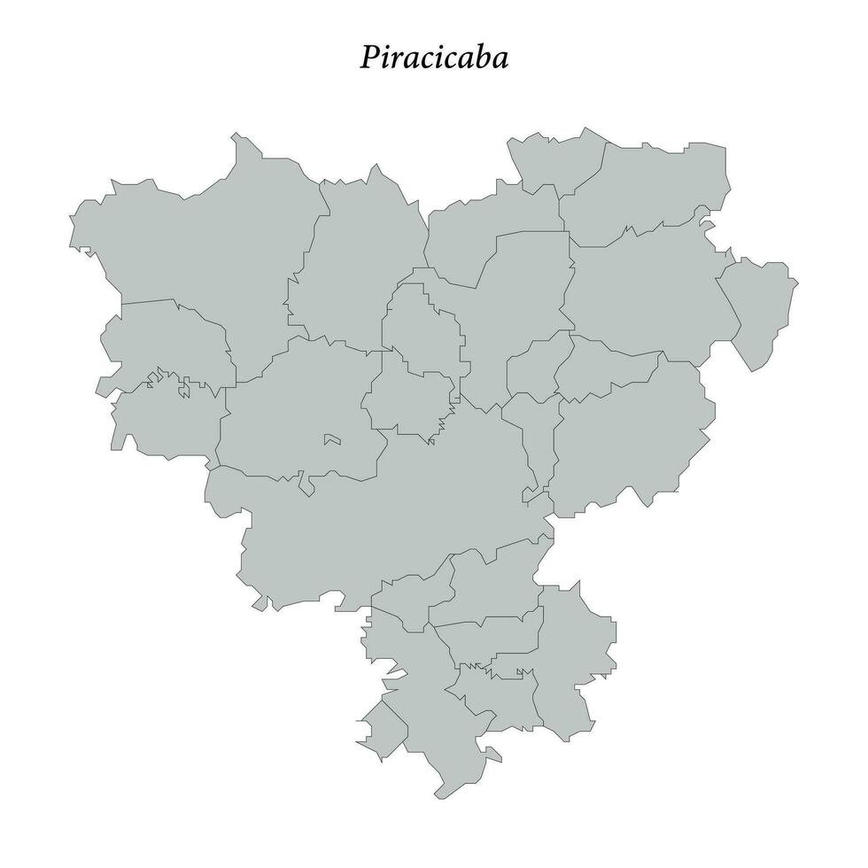 mapa de piracicaba es un mesorregión en sao paulo con fronteras municipios vector
