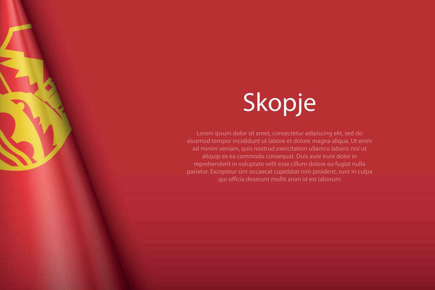 3d flag of Skopje, is a city of North Macedonia vector