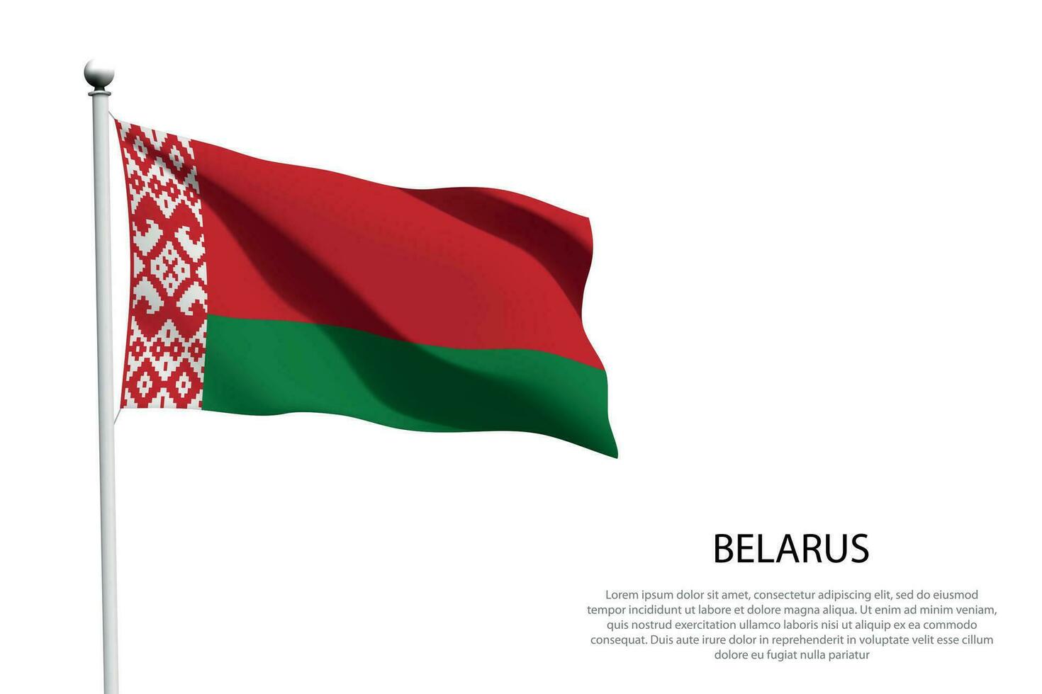 National flag Belarus waving on white background vector