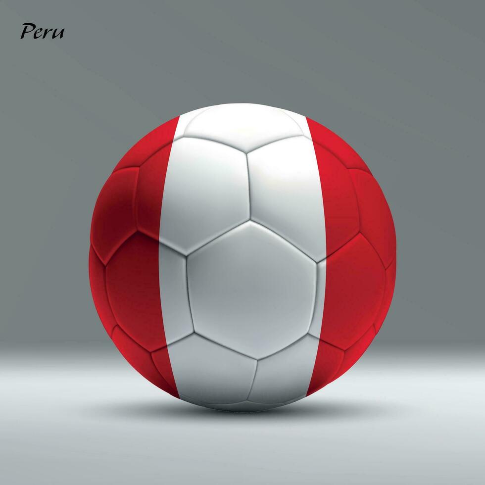 3d realista fútbol pelota yo con bandera de Perú en estudio antecedentes vector