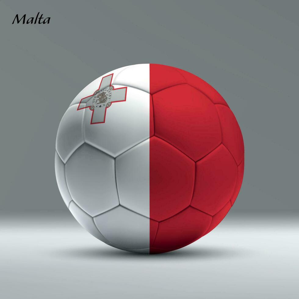 3d realista fútbol pelota yo con bandera de Malta en estudio antecedentes vector