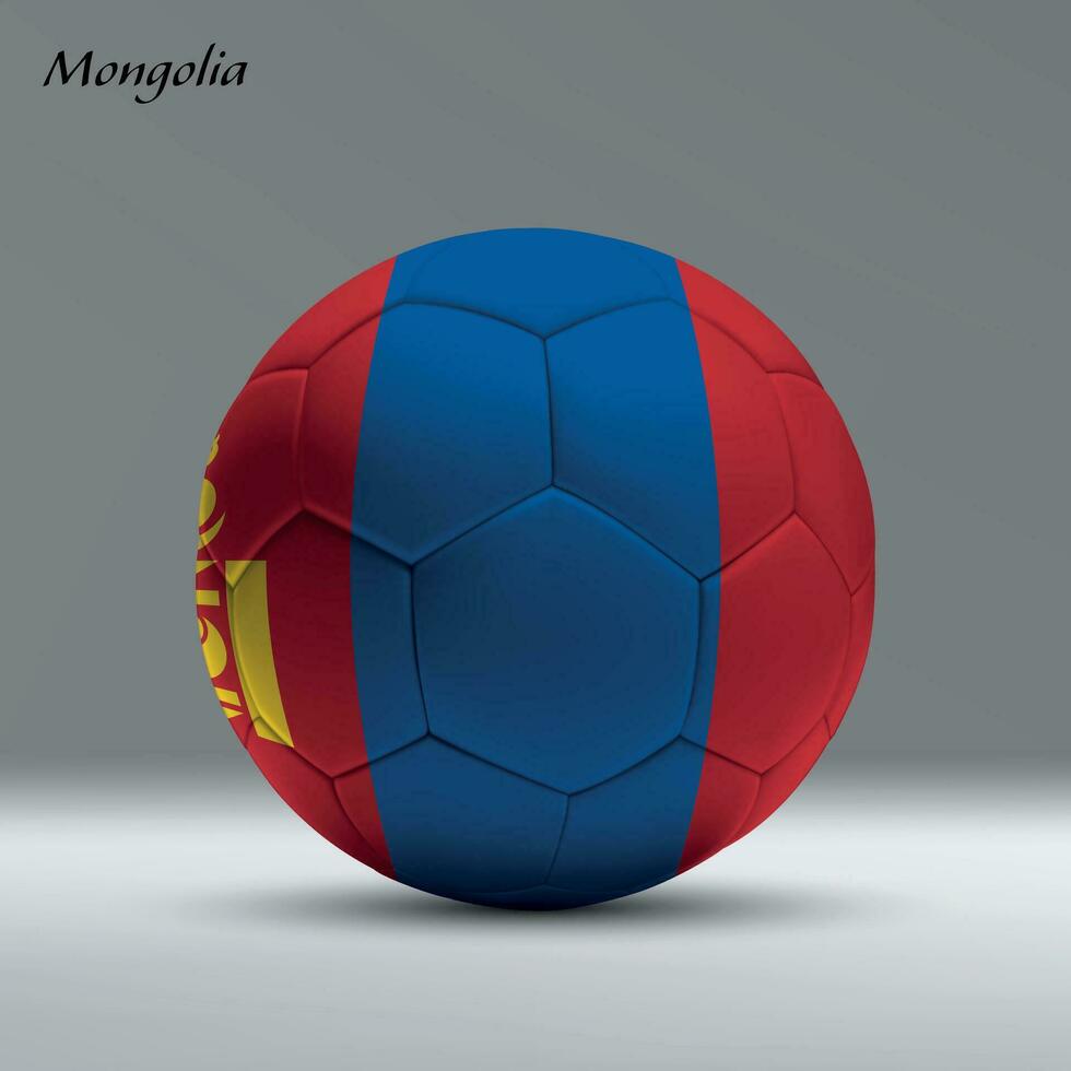 3d realistic soccer ball iwith flag of Mongolia on studio background vector