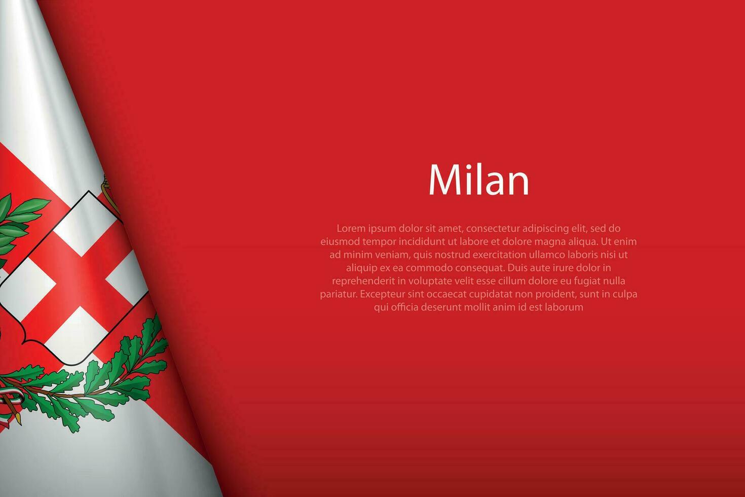 3d flag of Milan, is a city of Italy vector