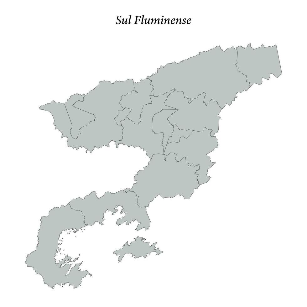 map of Sul Fluminense is a mesoregion in Rio de Janeiro with borders municipalities vector