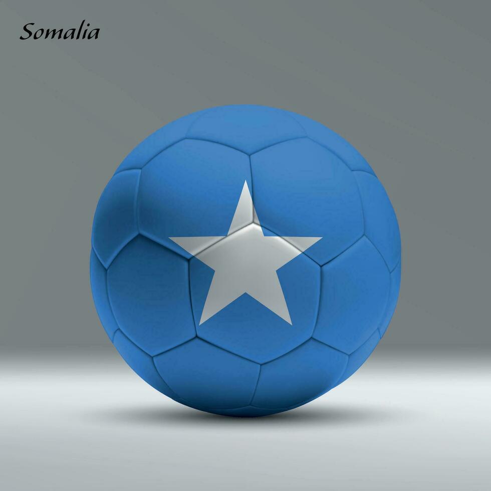 3d realistic soccer ball iwith flag of Somalia on studio background vector