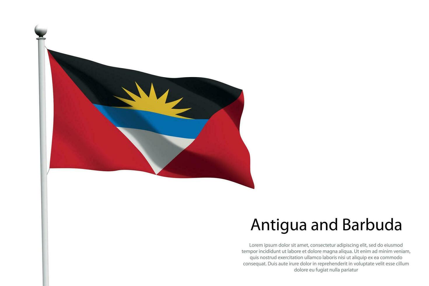National flag Antigua and Barbuda waving on white background vector