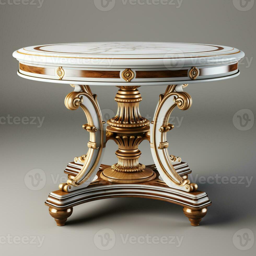 AI generated 3D model of white background table photo