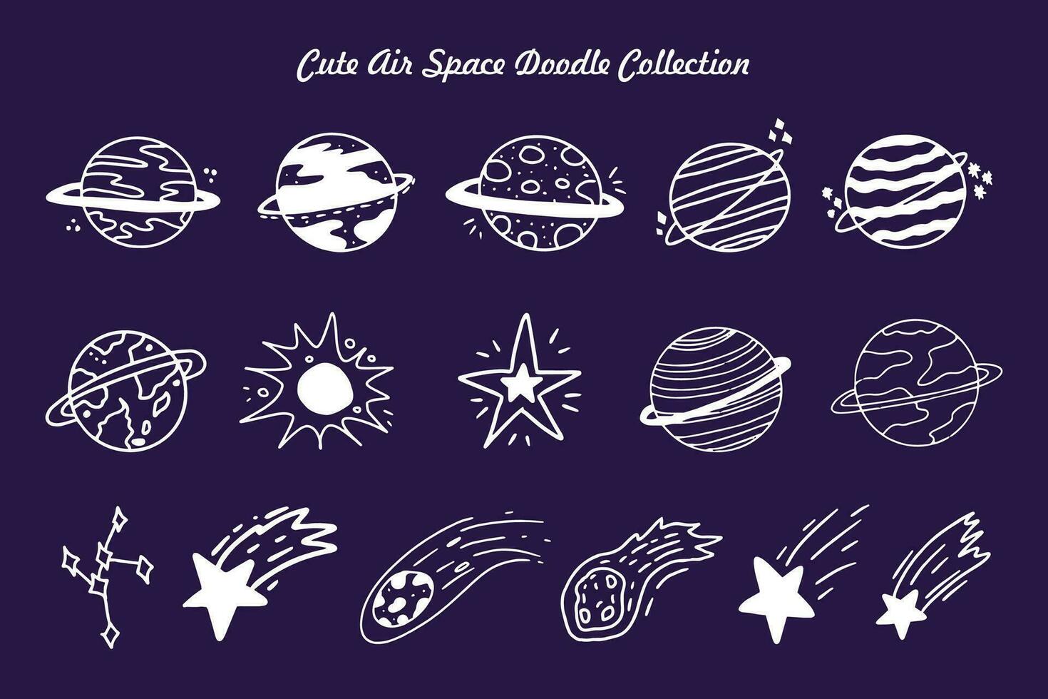 Cute Space World Doodle Collection vector