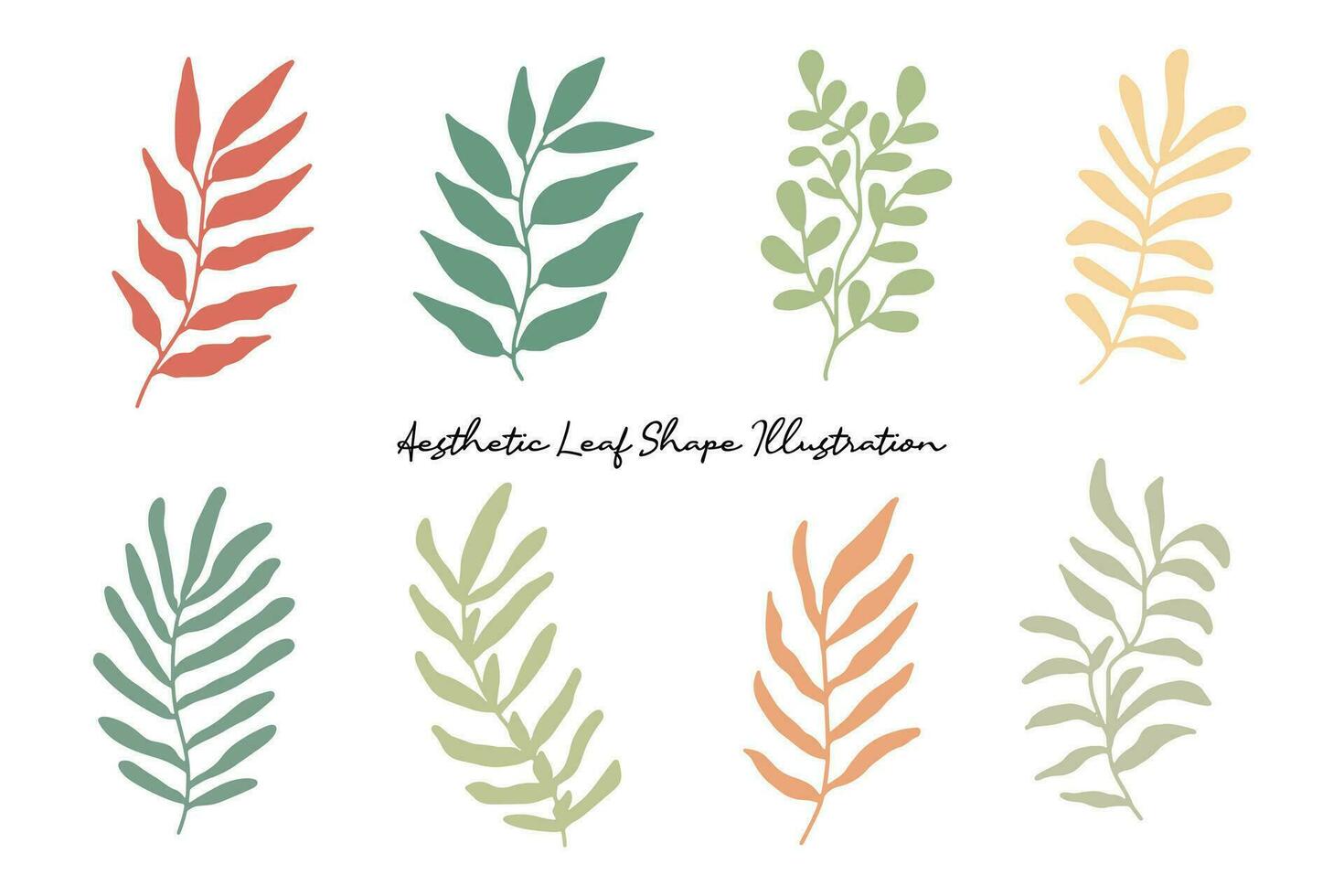 Aesthetic Leaf Line Drawing Collection vector