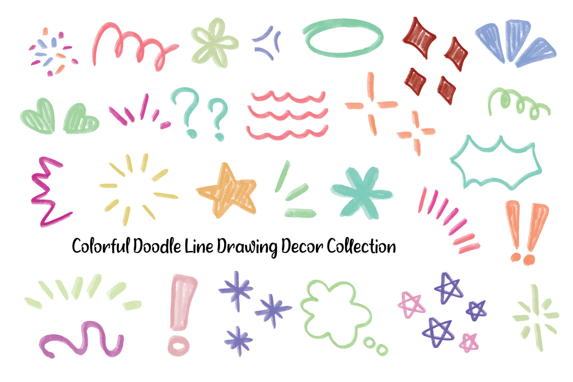 Aesthetic Abstract Crayon Line Drawing Collection 35302848 Vector Art