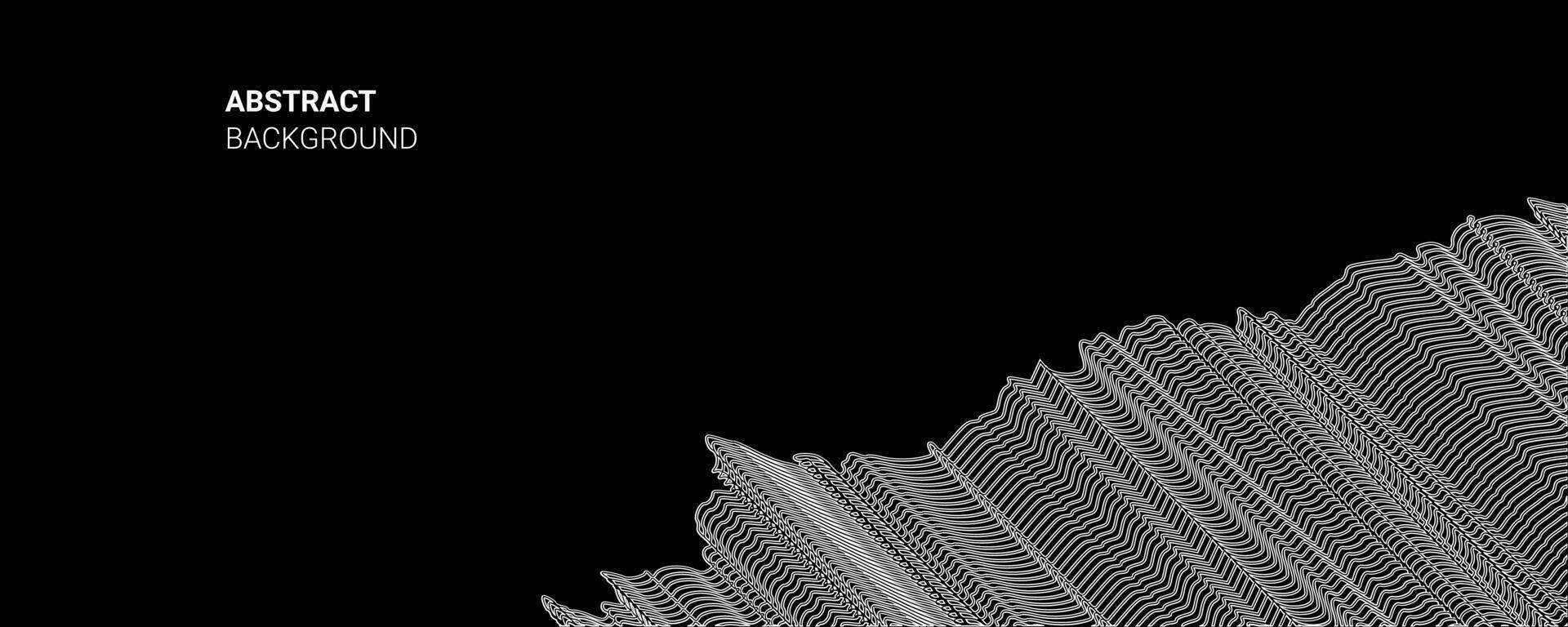 Flowing dots particles wave pattern halftone curve shape isolated on black background. Vector in concept of technology, science, and modern.