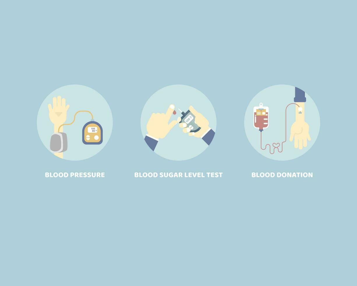 sign of blood donation, blood sugar, glucose level testing, measuring blood pressure hypotension and hypertension, health care, vector illustration cartoon flat character design logo symbol