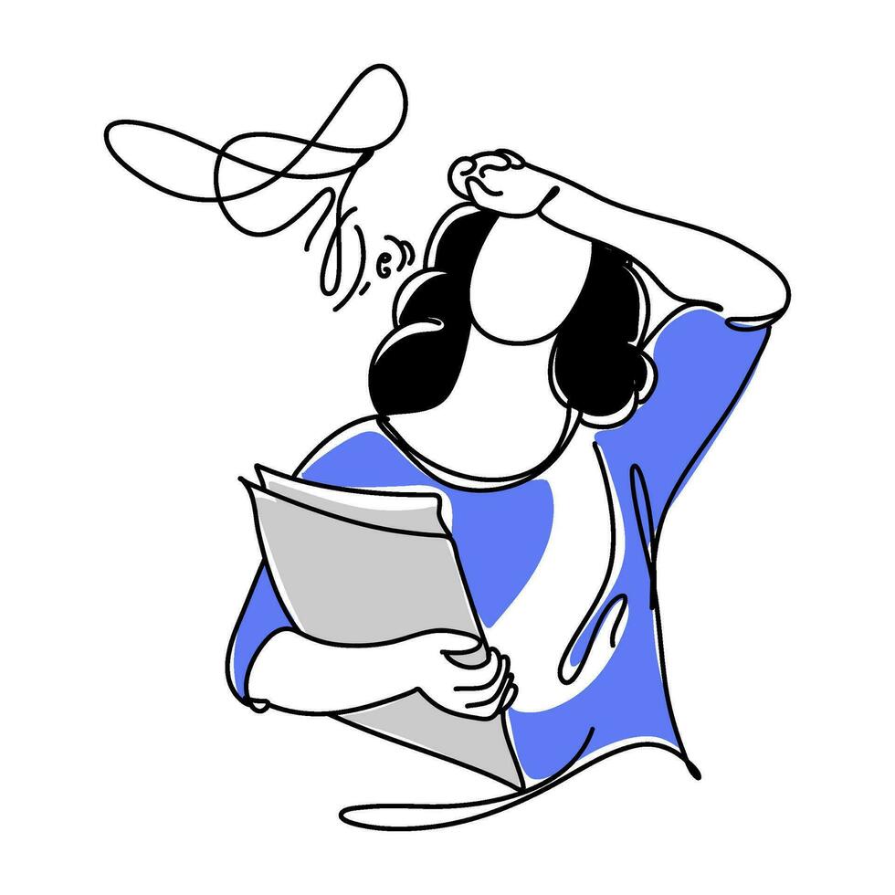 A stress concept artwork features a person with the word Oh No enclosed in a thought bubble vector