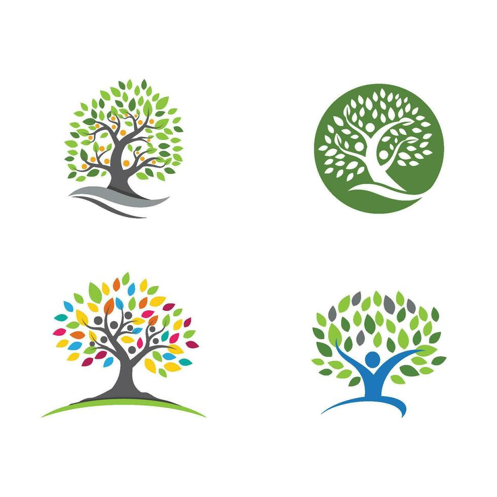 family tree logo template vector